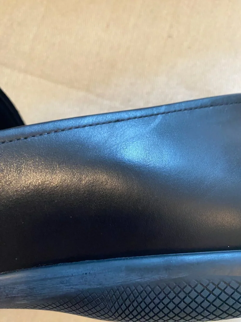 Prada Linea Rossa Black Leather Rubber Sole Loafers Size 11